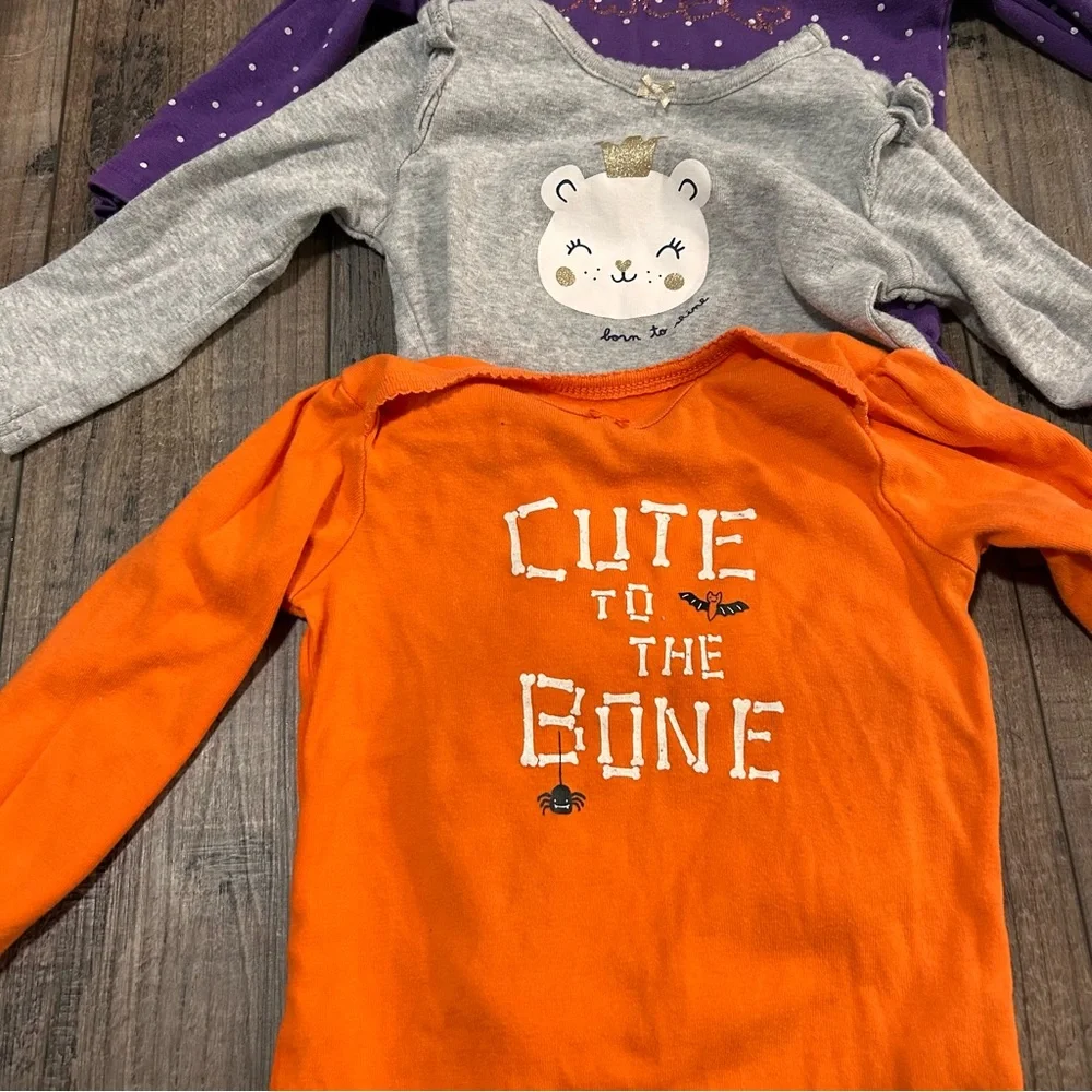 18 Month Bodysuit Lot ‎ Long Sleeves Mixed Brands Girl Snap 7 pieces